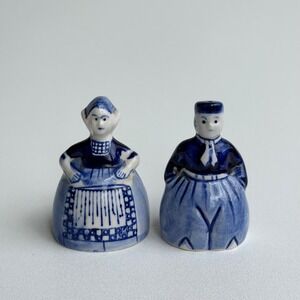 Vintage Delft Blue Salt & Pepper Shakers Dutch Man & Woman Cottagecore Farmhouse